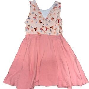 Malia + Kai Fairy Mushroom Twirl Dress Size 4T Handmade USA Pink Cottagecore